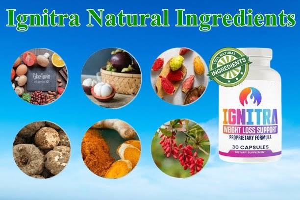 Ignitra bottle and natural ingredients